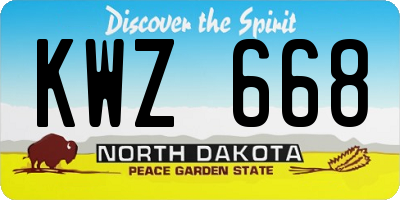 ND license plate KWZ668