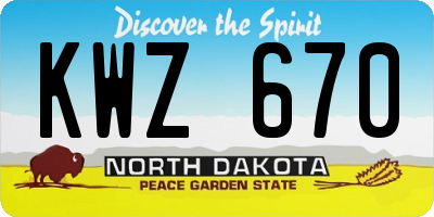 ND license plate KWZ670