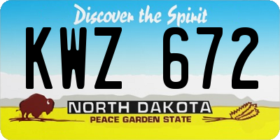 ND license plate KWZ672