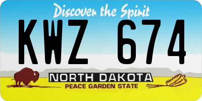 ND license plate KWZ674