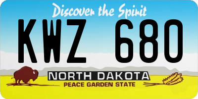 ND license plate KWZ680