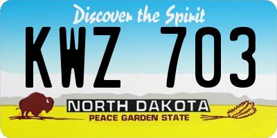 ND license plate KWZ703