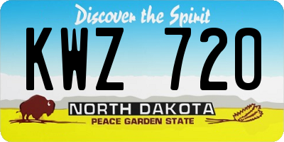 ND license plate KWZ720