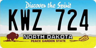 ND license plate KWZ724