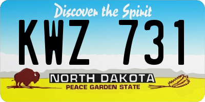 ND license plate KWZ731