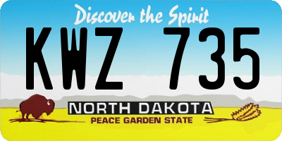 ND license plate KWZ735