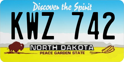 ND license plate KWZ742