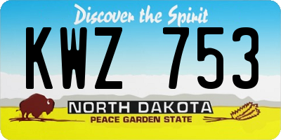 ND license plate KWZ753