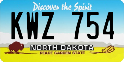 ND license plate KWZ754