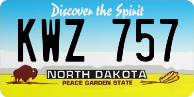 ND license plate KWZ757