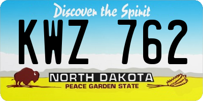 ND license plate KWZ762