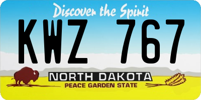 ND license plate KWZ767
