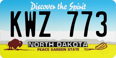 ND license plate KWZ773