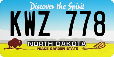 ND license plate KWZ778