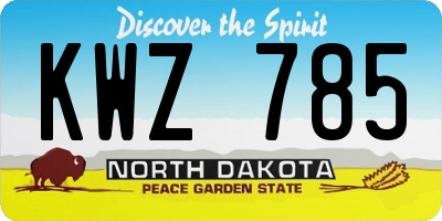 ND license plate KWZ785
