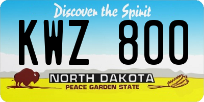 ND license plate KWZ800