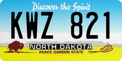 ND license plate KWZ821