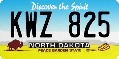 ND license plate KWZ825