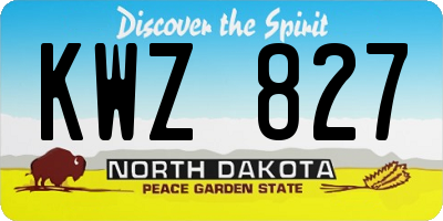 ND license plate KWZ827