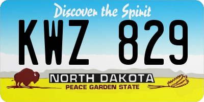 ND license plate KWZ829