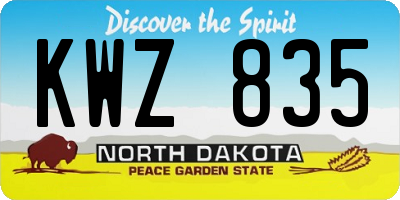 ND license plate KWZ835