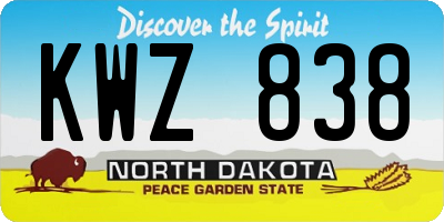 ND license plate KWZ838