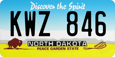ND license plate KWZ846