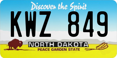 ND license plate KWZ849