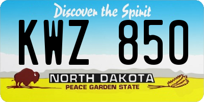 ND license plate KWZ850