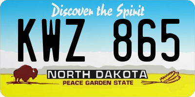 ND license plate KWZ865