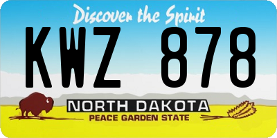ND license plate KWZ878