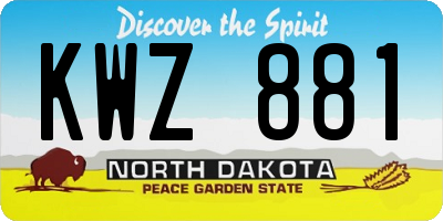 ND license plate KWZ881