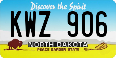 ND license plate KWZ906