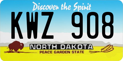 ND license plate KWZ908