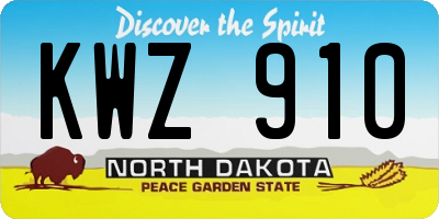 ND license plate KWZ910