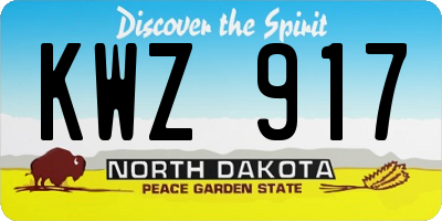 ND license plate KWZ917