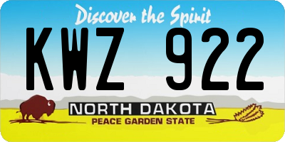 ND license plate KWZ922