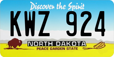 ND license plate KWZ924