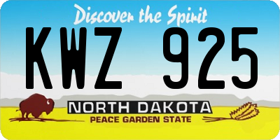 ND license plate KWZ925