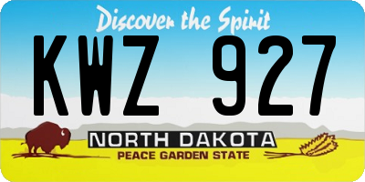 ND license plate KWZ927