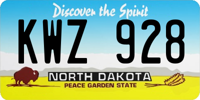ND license plate KWZ928