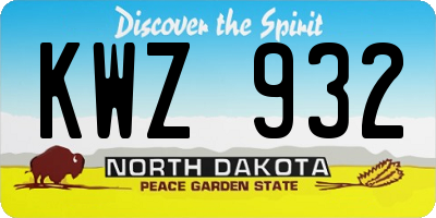 ND license plate KWZ932