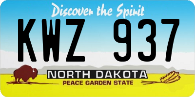 ND license plate KWZ937