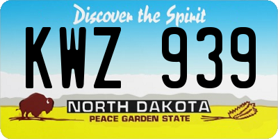 ND license plate KWZ939