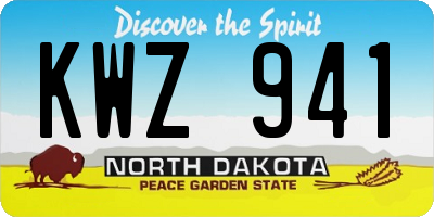 ND license plate KWZ941