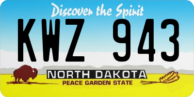 ND license plate KWZ943
