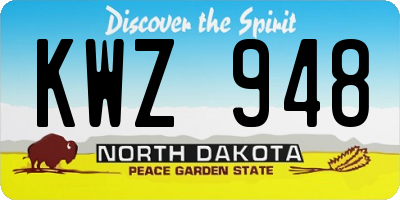 ND license plate KWZ948