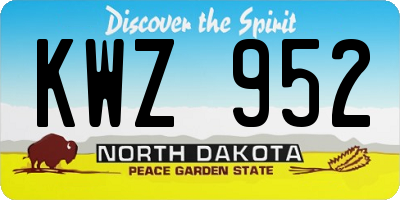 ND license plate KWZ952