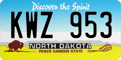 ND license plate KWZ953