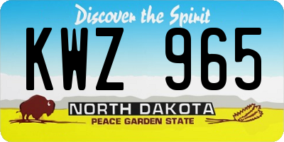ND license plate KWZ965